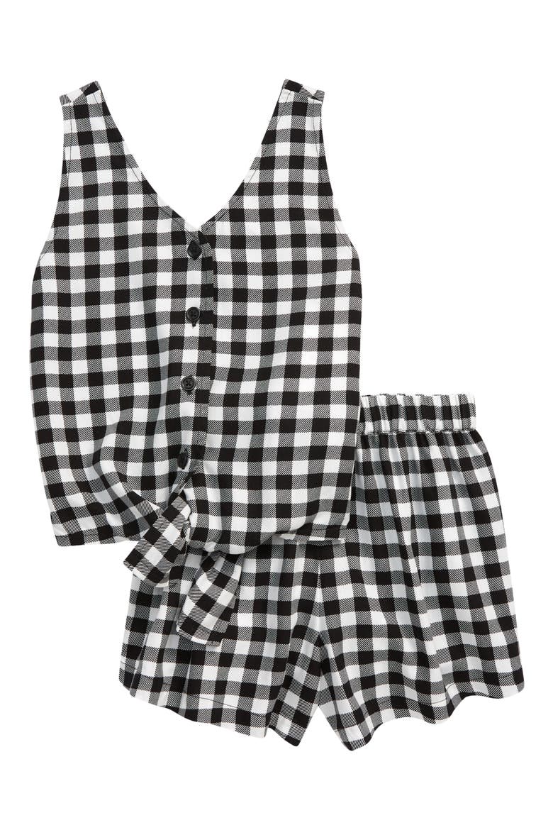 Kids' Everyday Tank & Shorts Set, Main, color, BLACK- WHITE GINGHAM