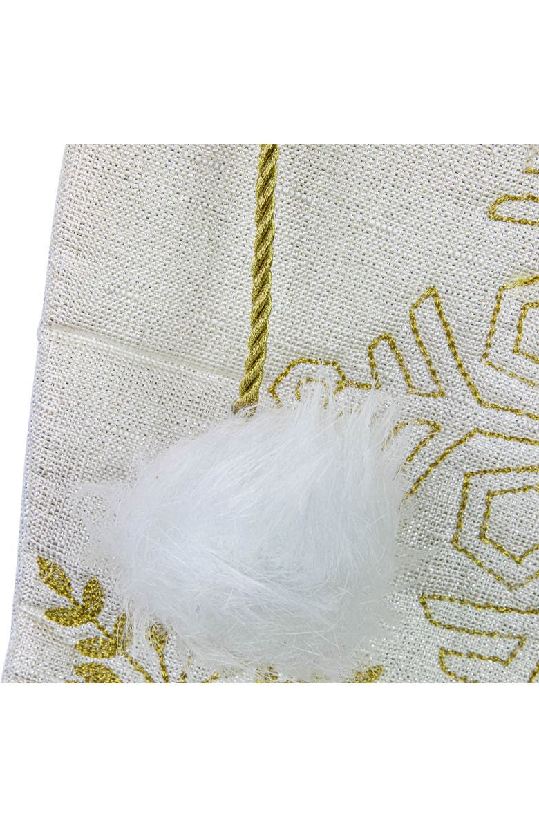 Northlight 20" Cream with Gold Snowflakes Christmas Stocking with Faux Fur Cuff, Alternate, color, White