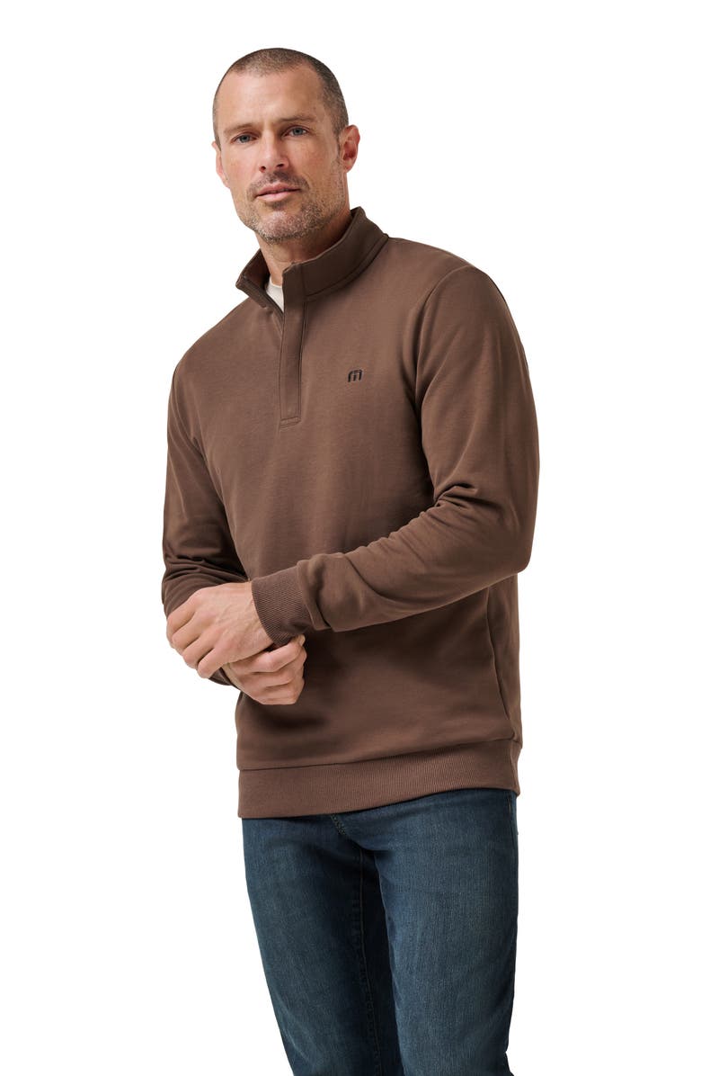 TravisMathew Cloud 2.0 Quarter Zip Pullover, Alternate, color, Chocolate Brown