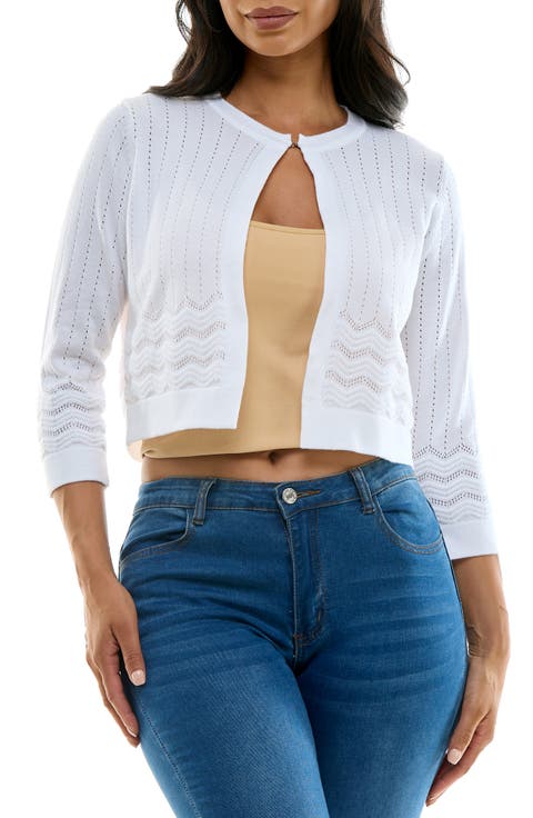 Chevron Pointelle Knit Bolero