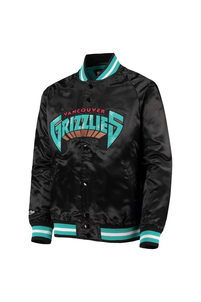 Youth Mitchell & Ness Black Vancouver Grizzlies Hardwood Classics Satin Raglan Full-Snap Jacket, Alternate, color, Black