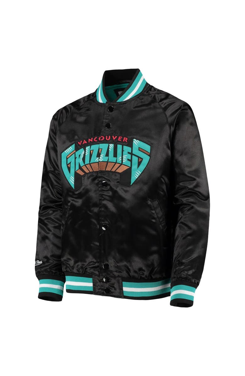 Mitchell & Ness Youth Mitchell & Ness Black Vancouver Grizzlies Hardwood Classics Satin Raglan Full-Snap Jacket, Alternate, color, Black