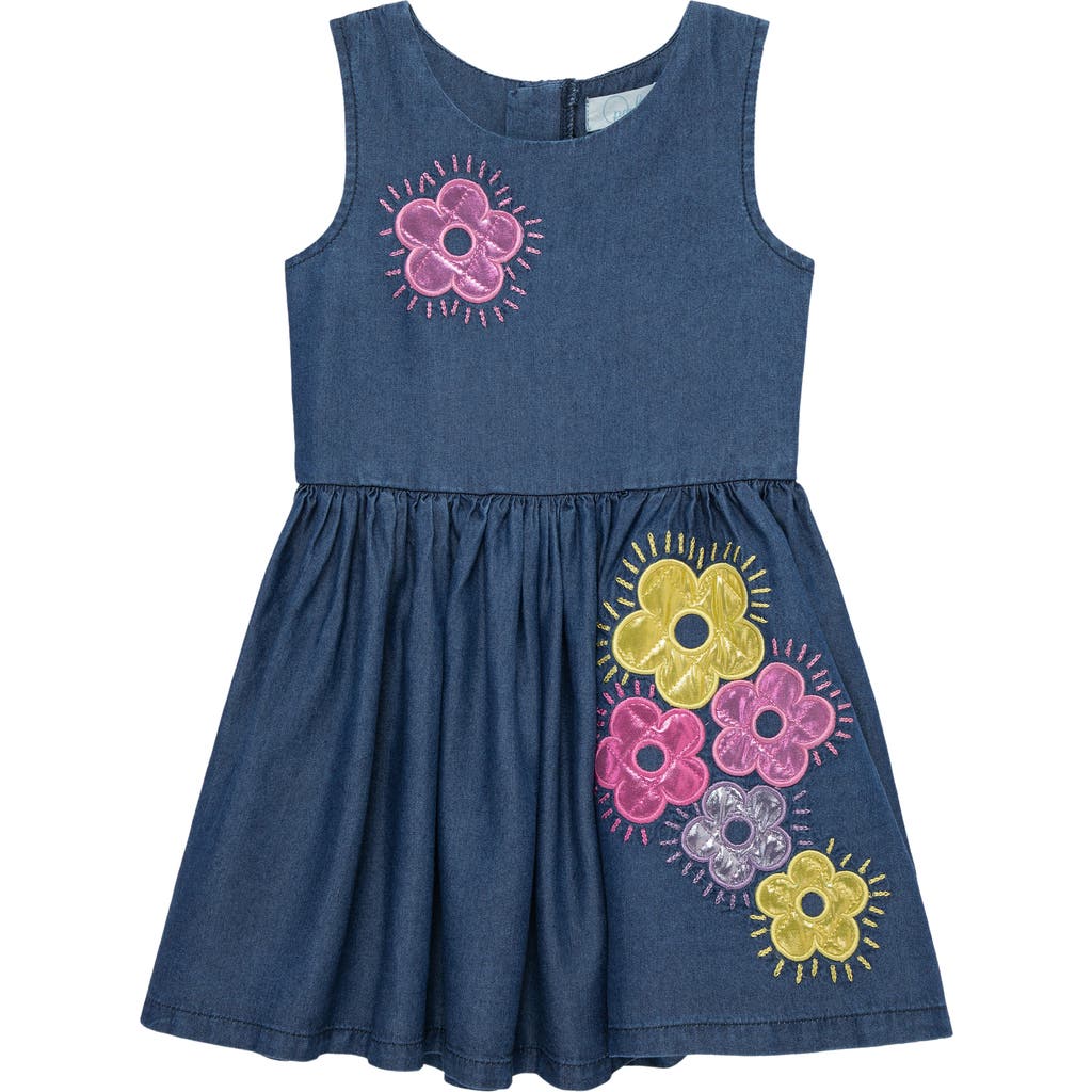 Peek Aren't You Curious Kids' Groovy Flowers Sleeveless Dress In Med Stone