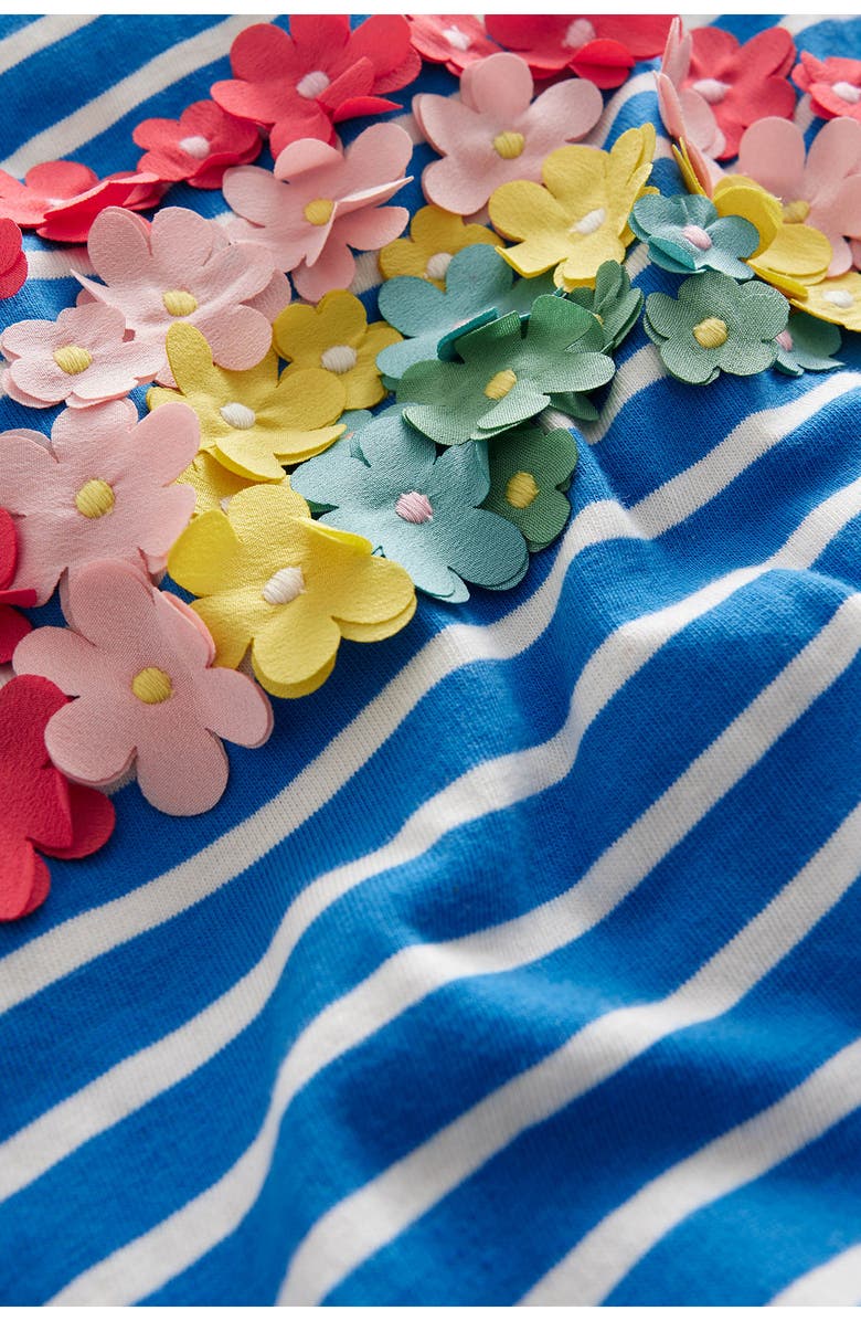 Mini Boden Kids' Stripe 3D Floral Rainbow Cotton Graphic T-Shirt, Alternate, color,