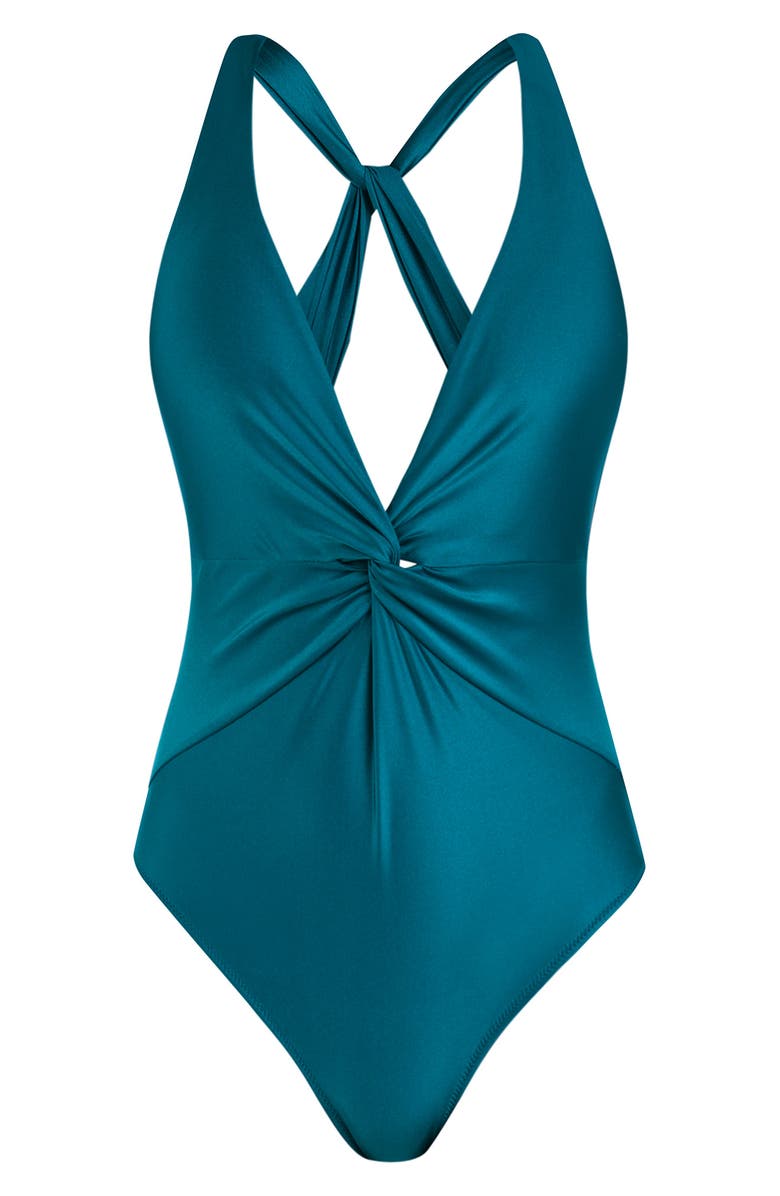 L'AGENCE Hadley Shimmer One-Piece Swimsuit, Alternate, color, Viridian