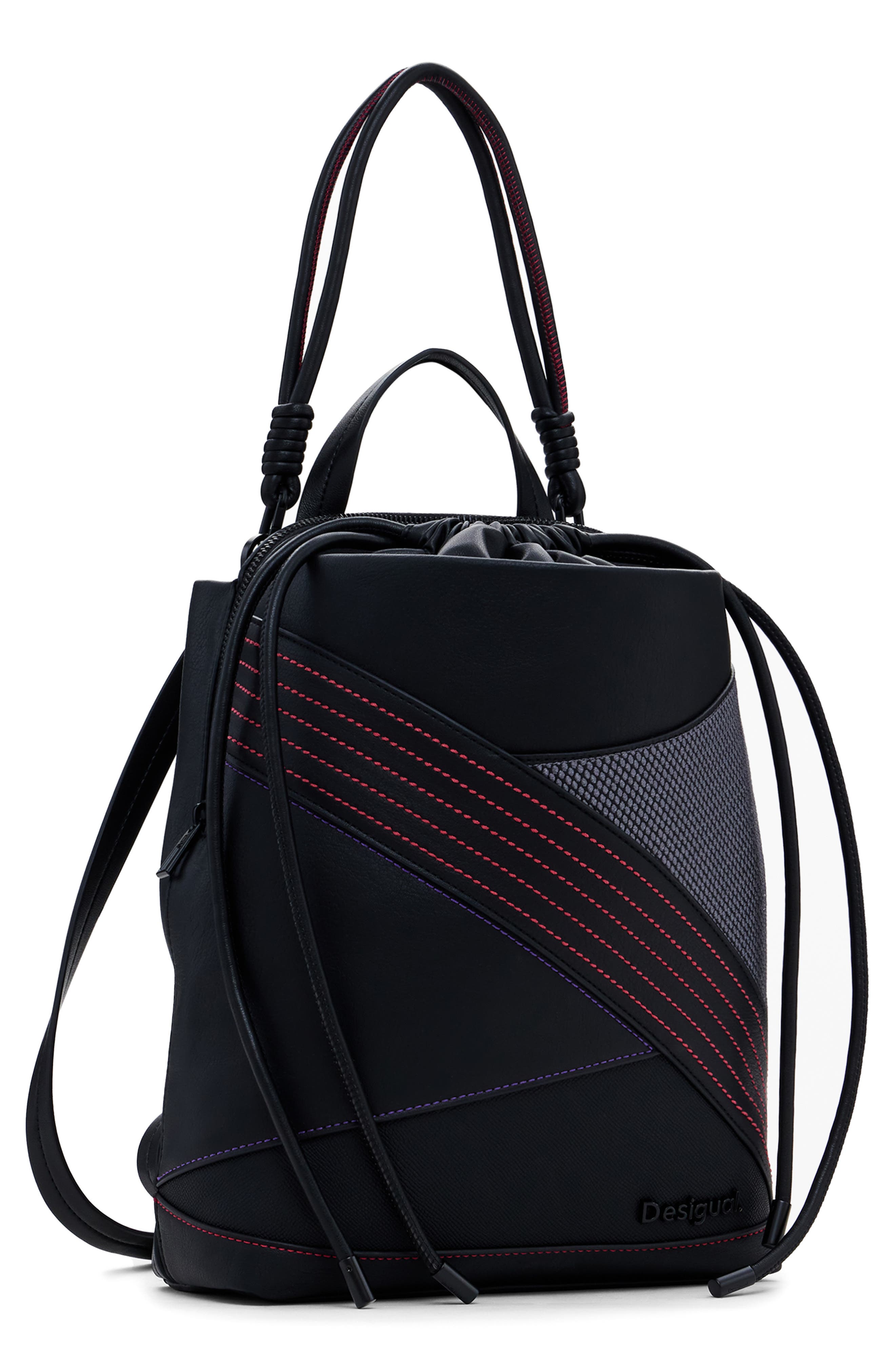 Desigual Faux Leather Backpack, Alternate, color, Black Multi
