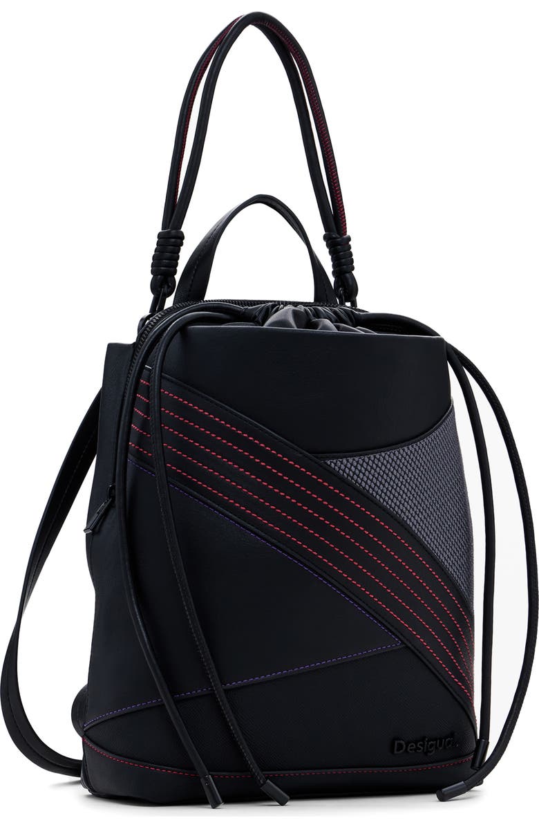 Desigual Faux Leather Backpack, Alternate, color, Black Multi