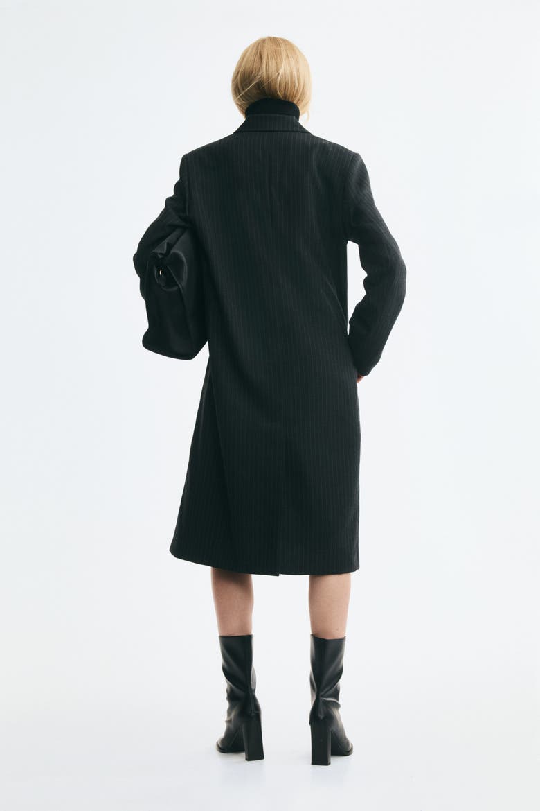 Long Jacket With Shoulder Pads, Alternate, color, Dark gray melange/pinstriped
