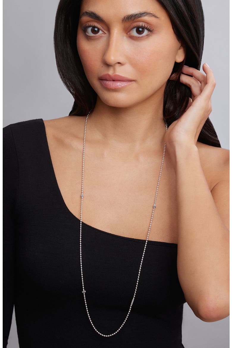Long Caviar Icon Station Necklace, Alternate, color, SILVER