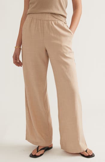 Marine Layer Allison Wide Leg Tencel® Lyocell Pants In Brown