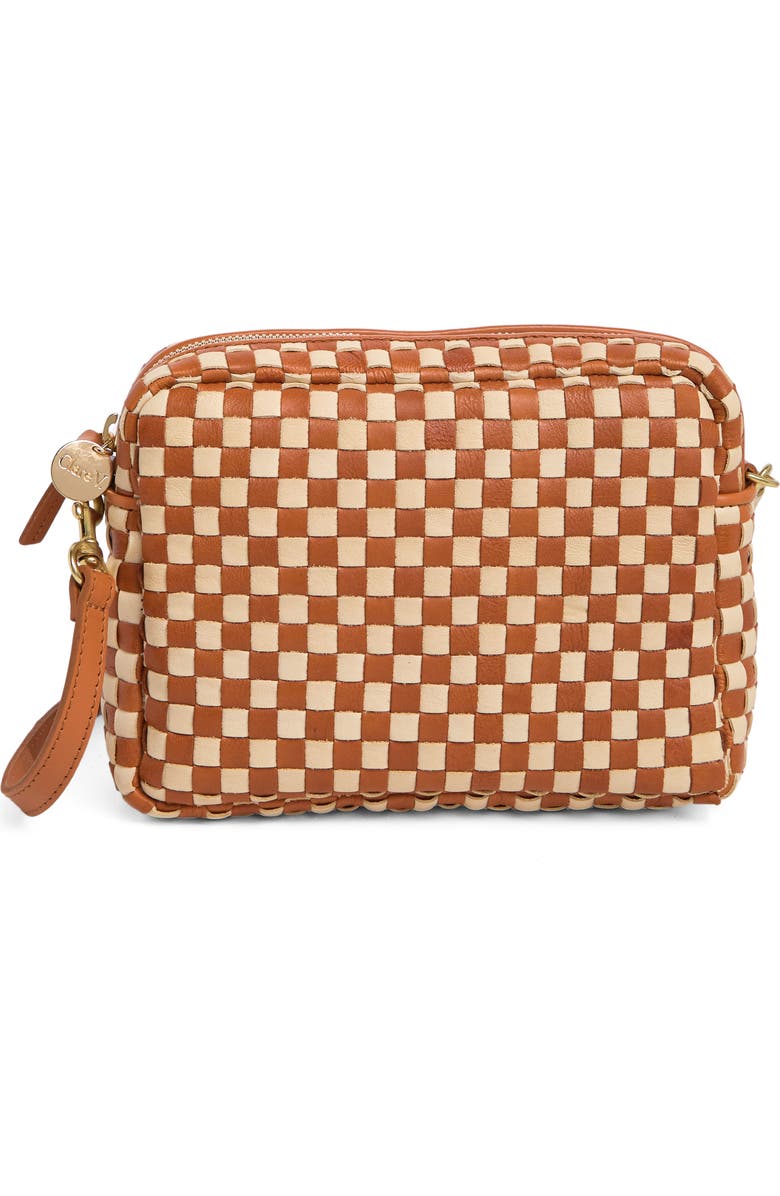 Clare V. Midi Sac Woven Leather Crossbody Bag, Main, color,
