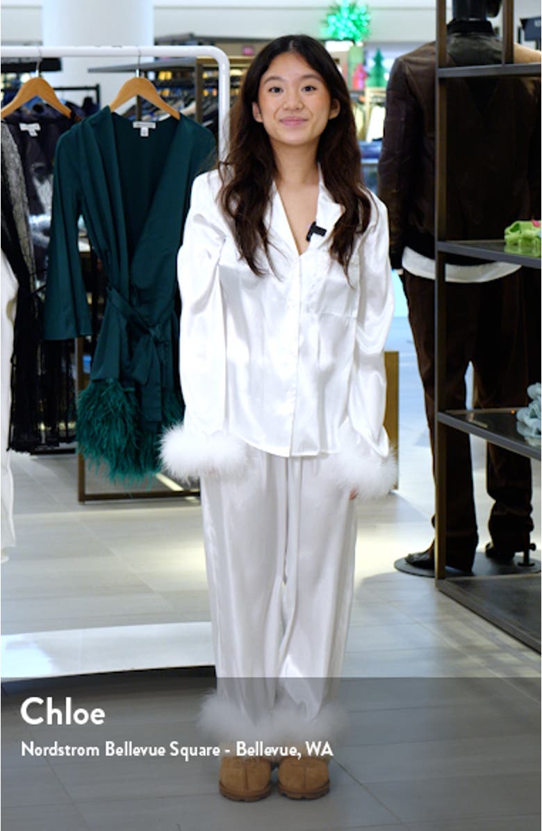 Feather Trim Satin Pajamas, sales video thumbnail