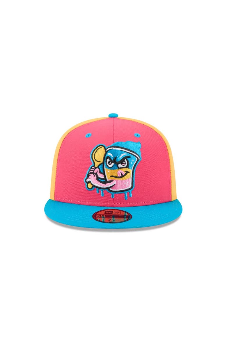Men's New Era  Pink Jacksonville Jumbo Shrimp Theme Nights 59FIFTY Fitted Hat, Alternate, color, Pink