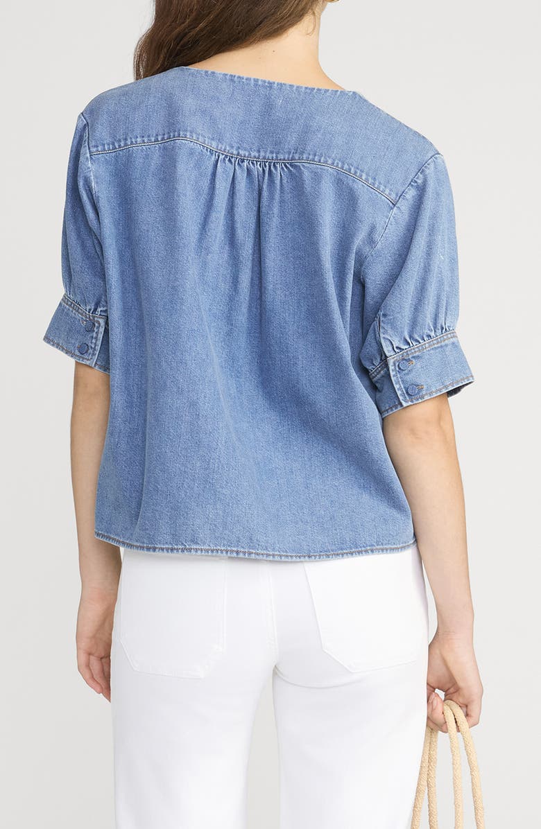 FRAME V-Neck Denim Popover Top, Alternate, color, Sora