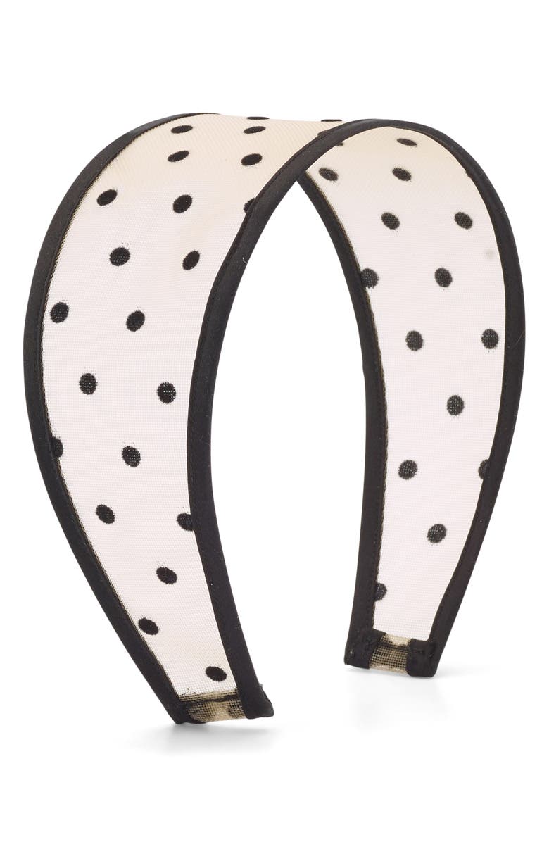 LELET NY Giselle Wide Polka Dot Sheer Headband, Main, color, Ivory Polka Dot