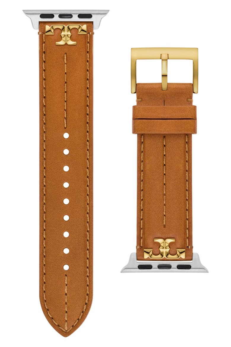The Kira Leather 20mm Apple Watch® Watchband, Main, color, BROWN