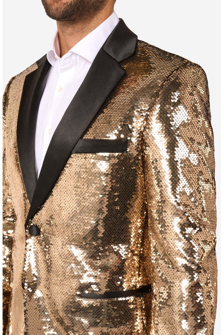 Groovy Gold Sequin Dinner Jacket, Alternate, color, GOLD