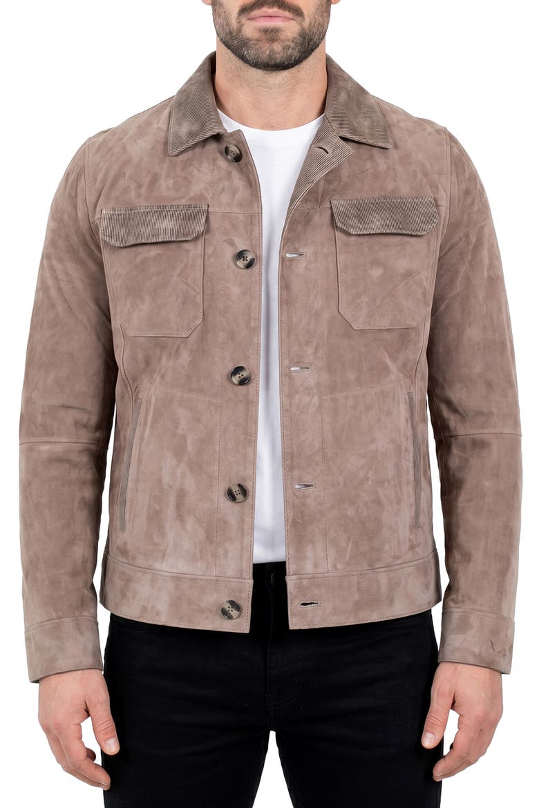 Suede Leather Jacket, Alternate, color, PINK