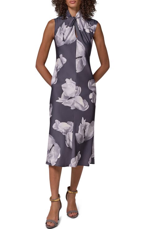 Twist Neck Midi Dress