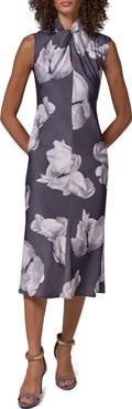 Donna Karan New York Twist Neck Midi Dress