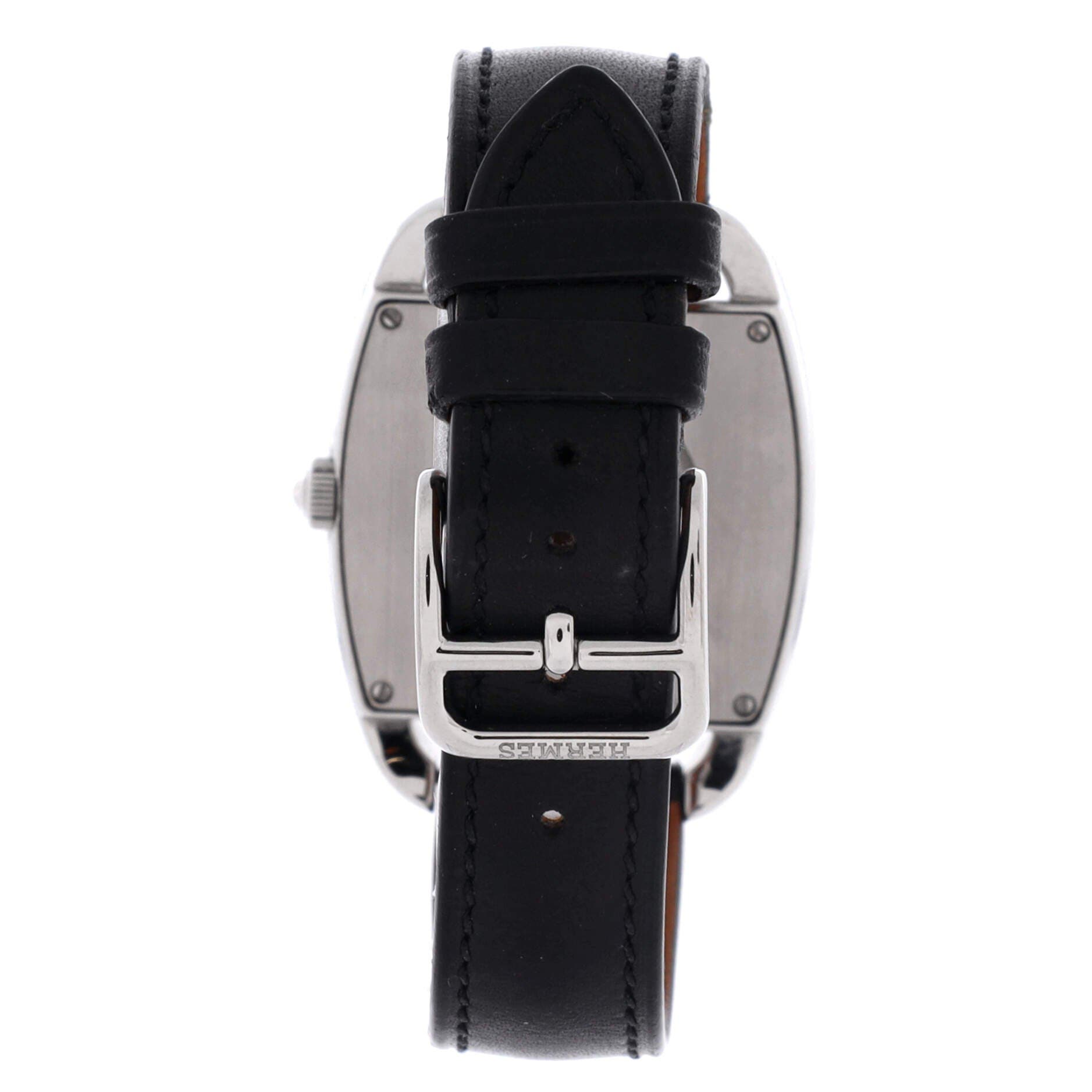 Pre-Owned Hermes Cape Cod Tonneau Quartz Watch Stainless Steel and Leather 33, Alternate, color, Black