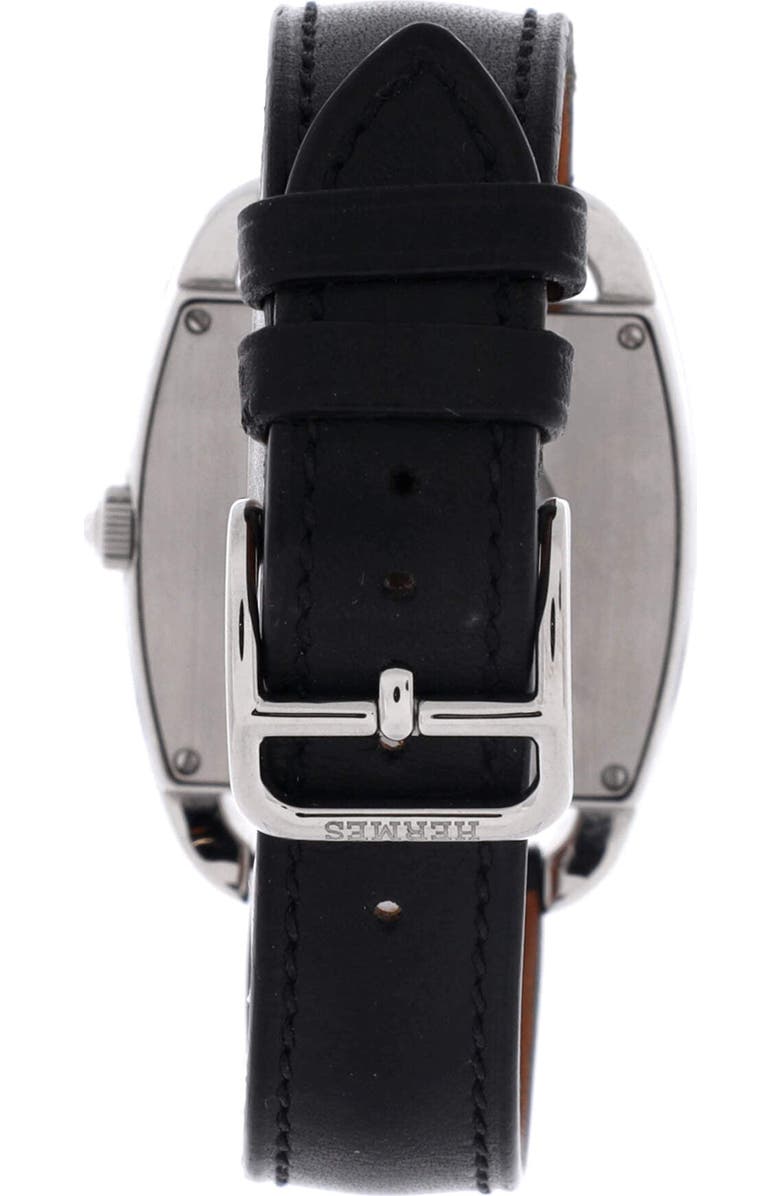 Pre-Owned Hermes Cape Cod Tonneau Quartz Watch Stainless Steel and Leather 33, Alternate, color, Black