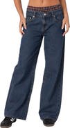 EDIKTED Boxer Detail Wide Leg Jeans