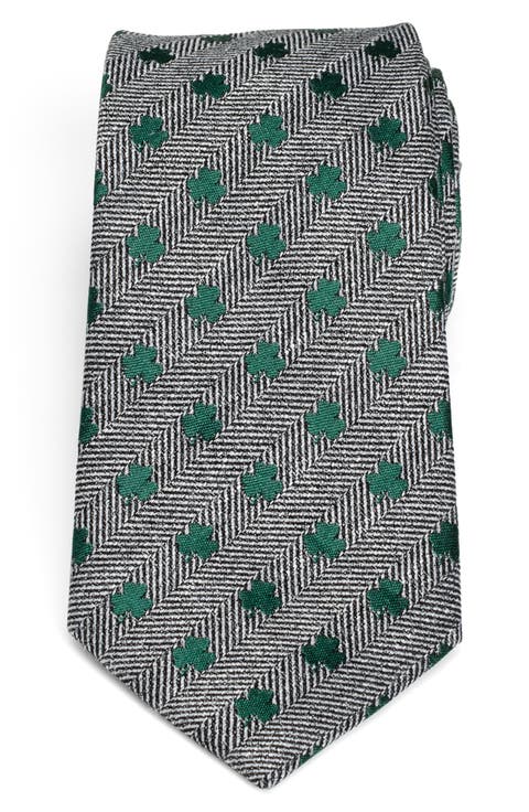 Herringbone Shamrock Linen Tie