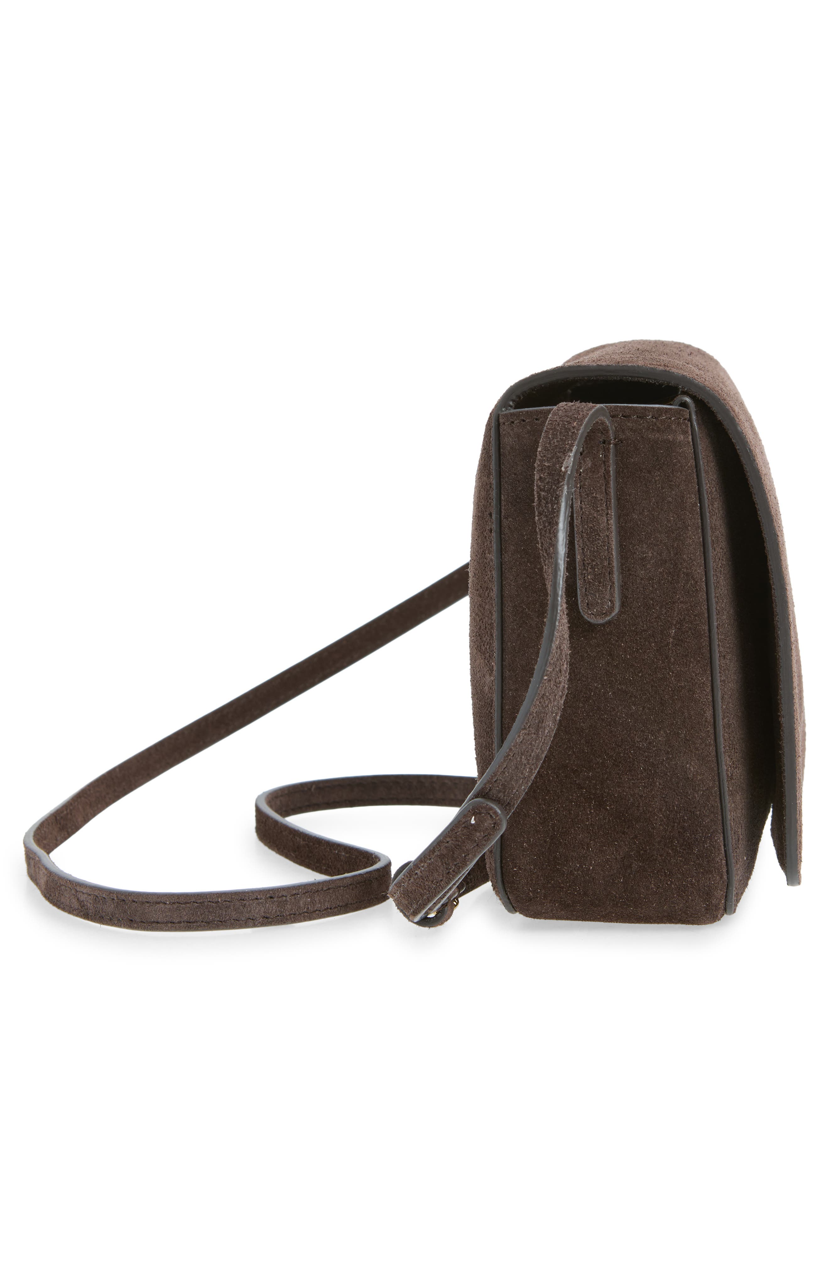 Clio Suede Shoulder Bag, Alternate, color, EBONY