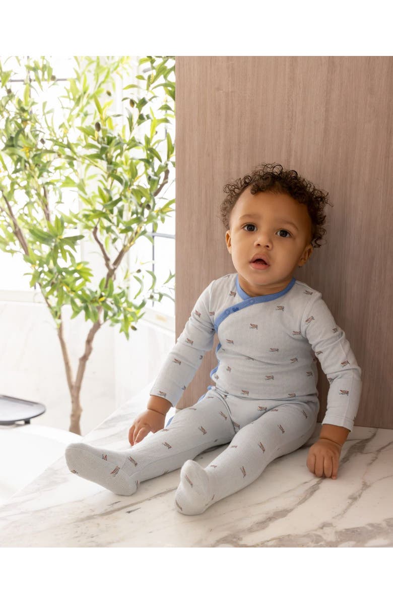 MiniMoi Row Your Boat Gently Pointelle Footie, Alternate, color, Blue