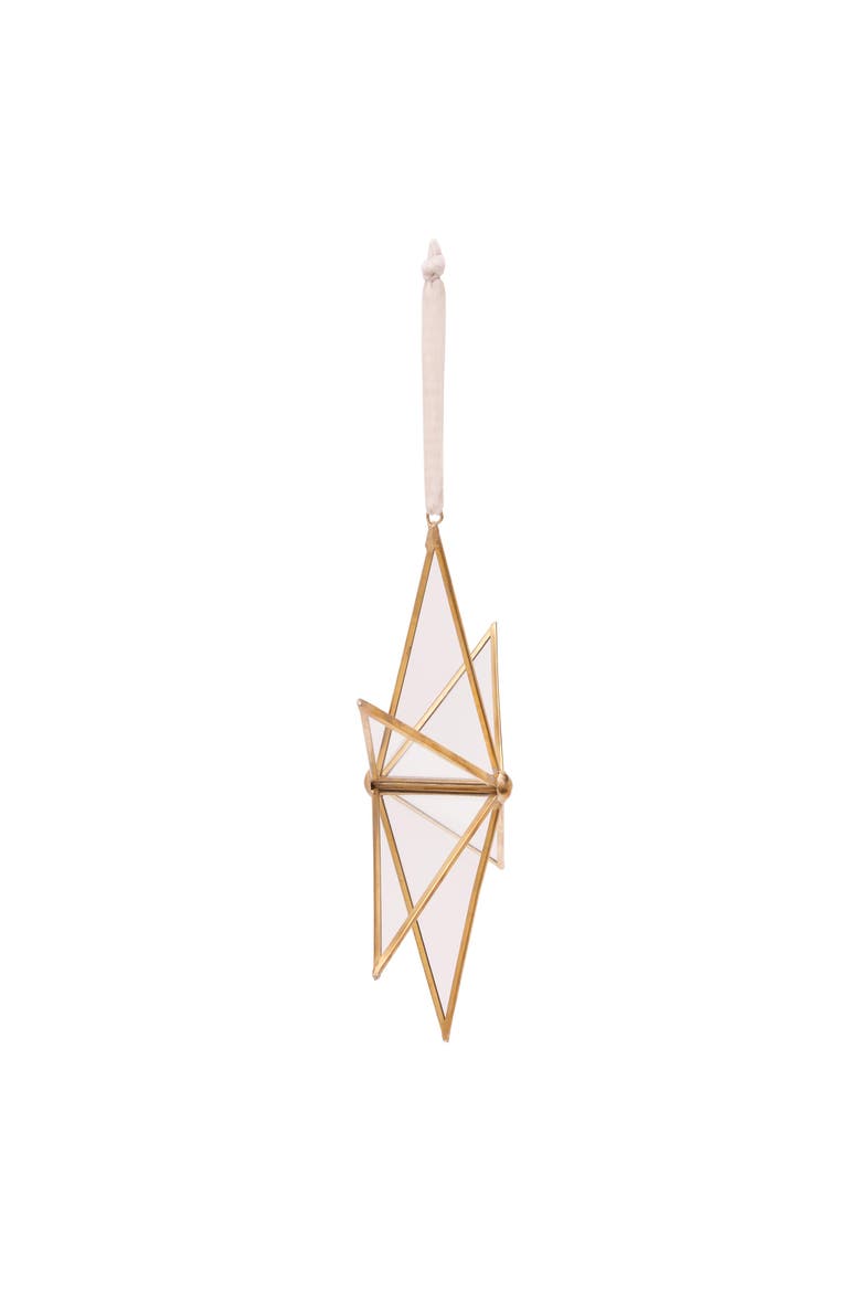Star Glass Brass Pieced Christmas Tree Ornament, Alternate, color, White