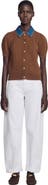 SANDRO Cardigan with detachable denim collar
