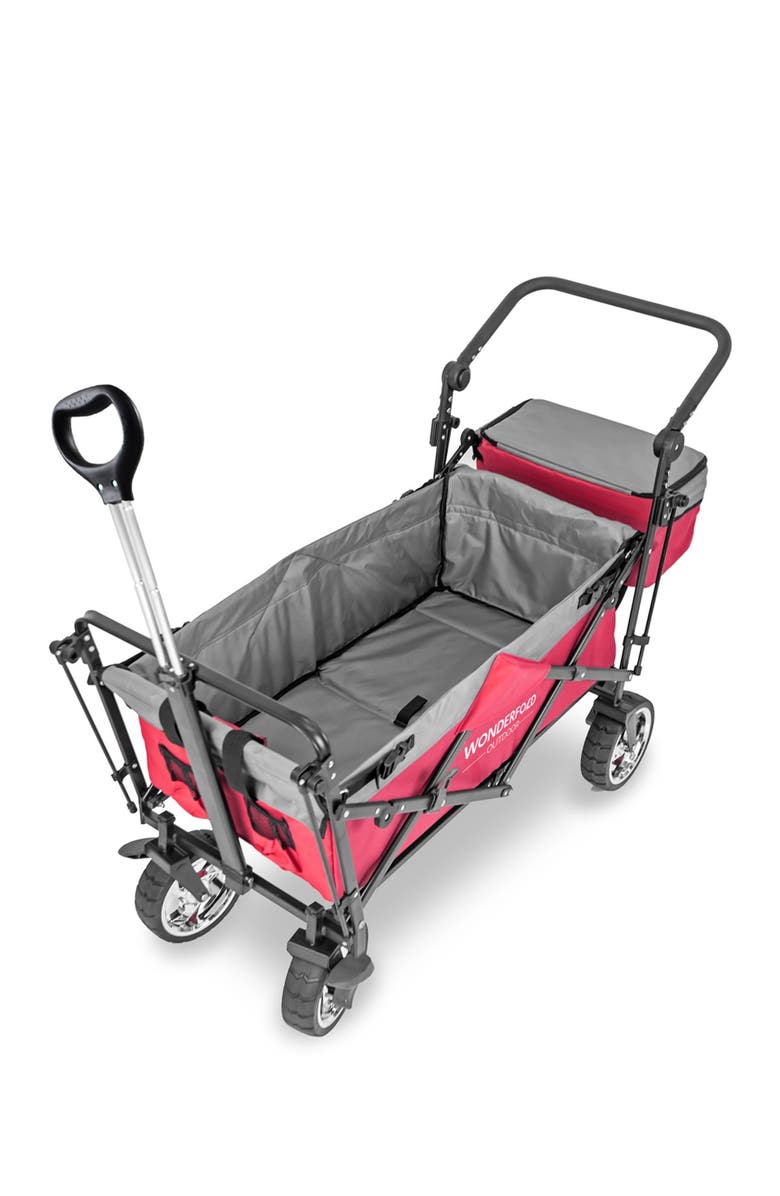 WonderFold Push & Pull Outdoor Folding Wagon with Canopy - Red, Alternate, color, Red