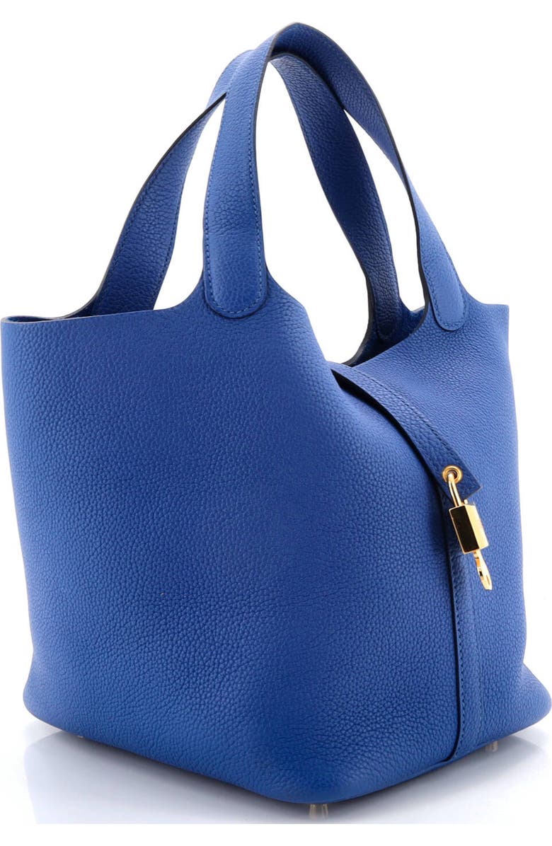 Pre-Owned Hermes Picotin Lock Bag Clemence MM, Alternate, color, Bleu France