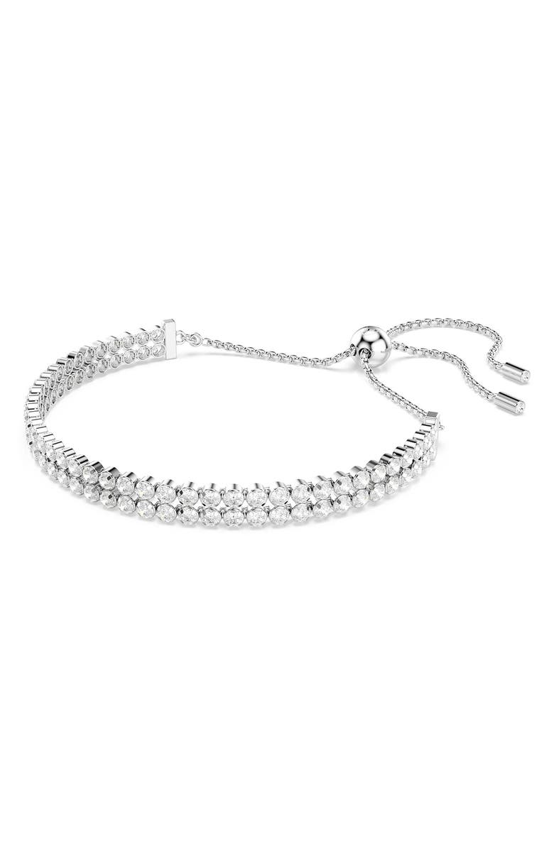 Swarovski Matrix Crystal Double Row Slider Bracelet, Alternate, color, White