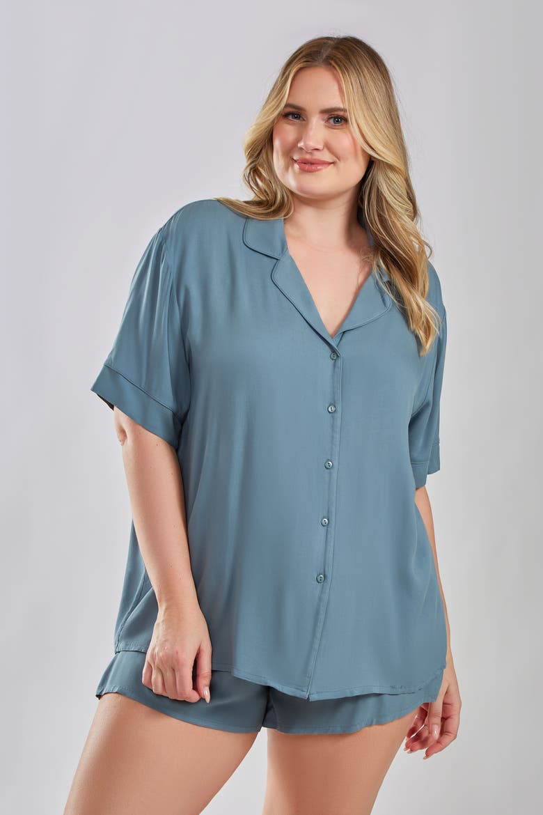 Organic Cotton and Tencel Notched Collar Pajama Set, Alternate, color, Blue