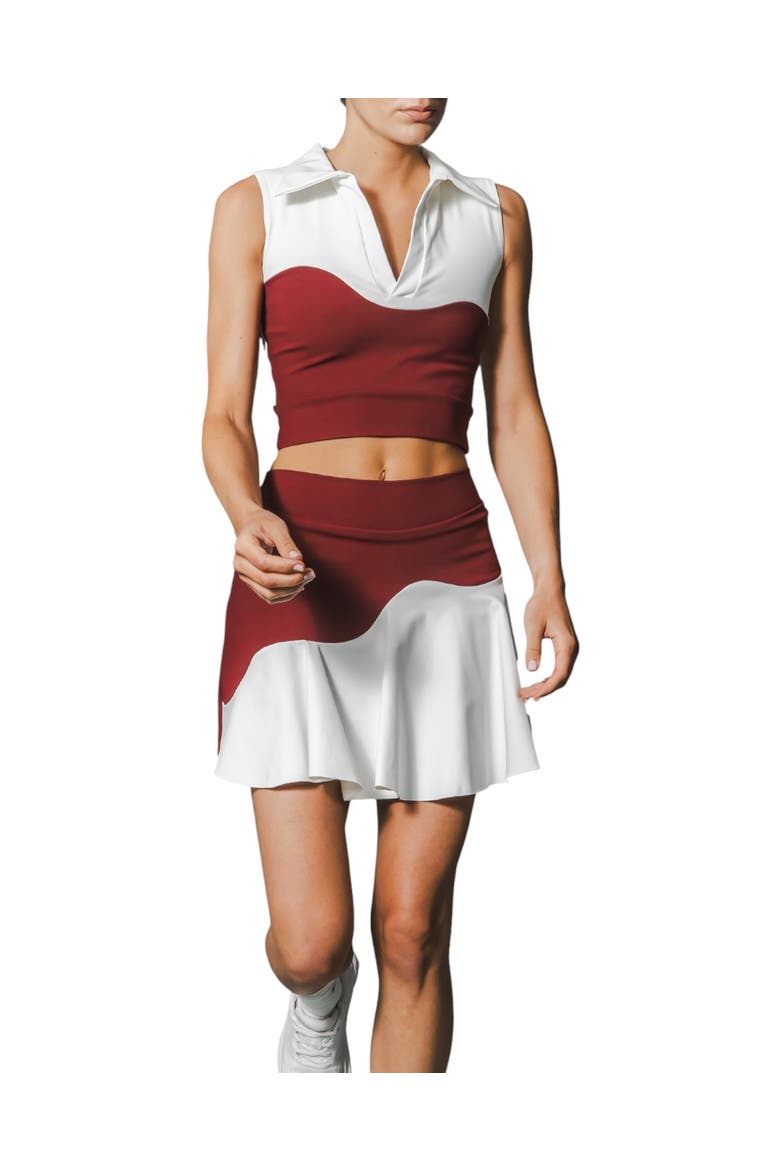 Wave Skirt, Alternate, color, Burgundy-Chantilly