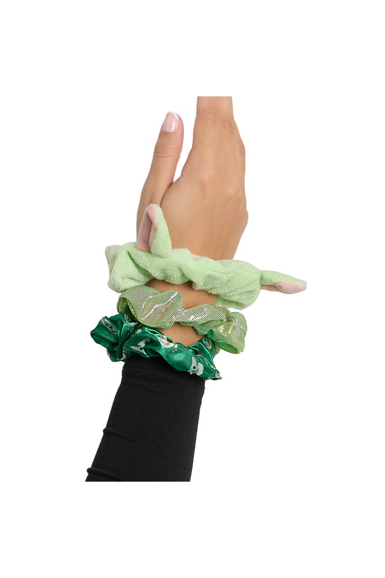 Mandalorian Grogu Hair Scrunchies 3-Piece Set Official License, Alternate, color, Green