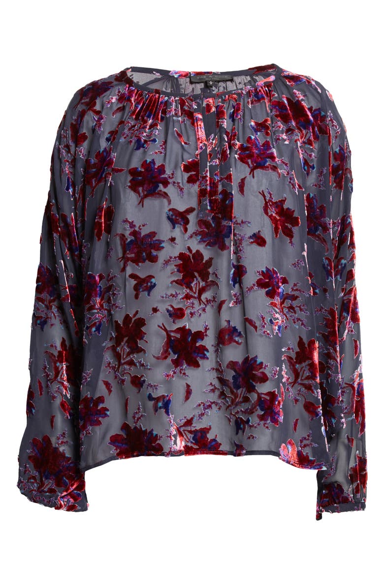 rag & bone Yuni Floral Burnout Blouse, Alternate, color, 
