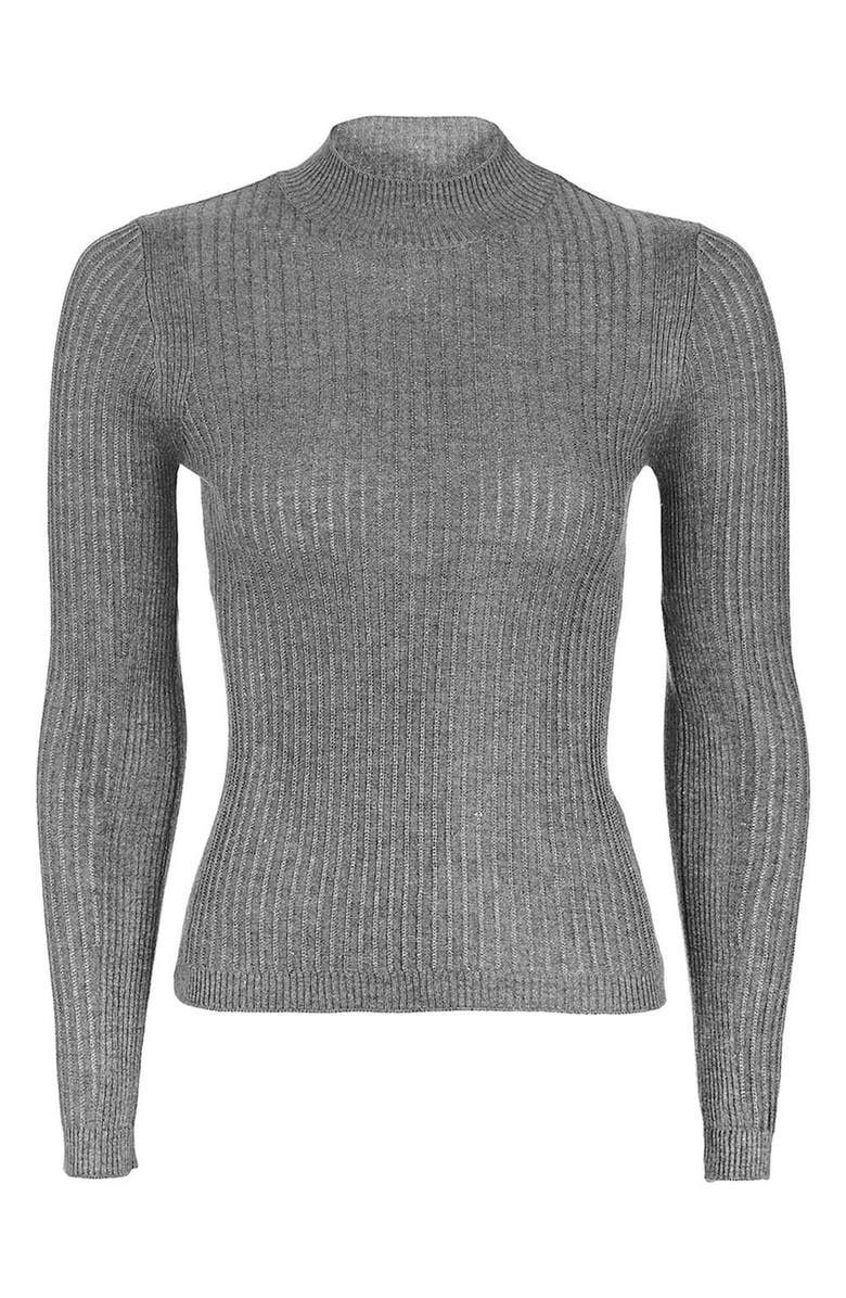 Topshop Textured Stripe Mock Neck Sweater, Alternate, color, 