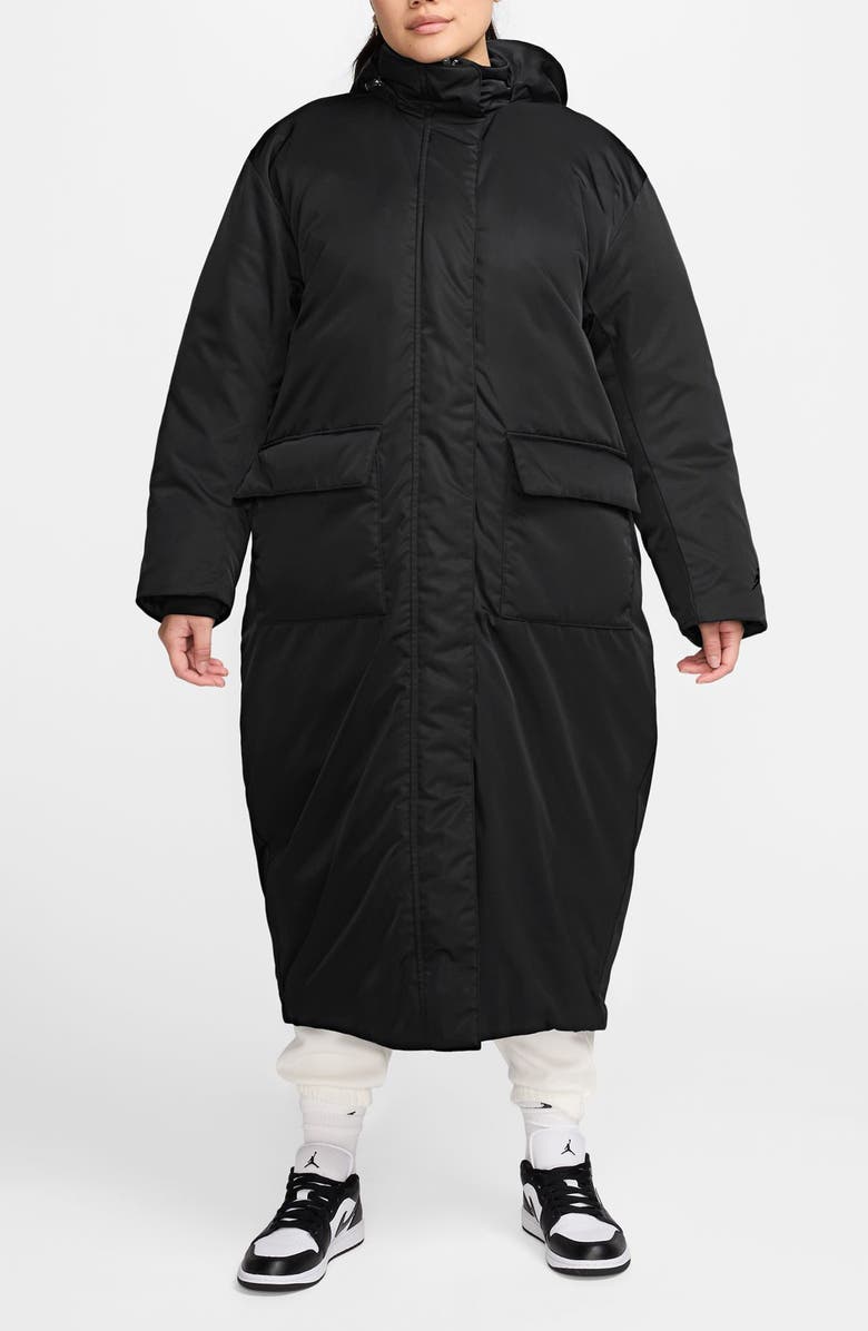 Jordan Flight Therma-FIT Down Parka with Removable Hood, Main, color, Black/ Black