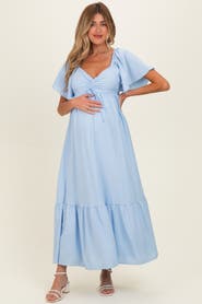 PinkBlush Flutter Sleeve Ruffle Hem Maxi Dress