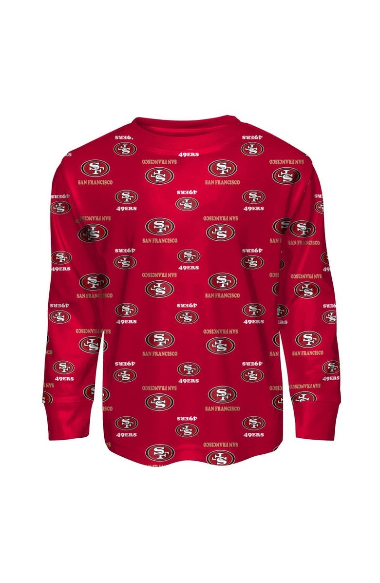 Outerstuff Youth Outerstuff Scarlet San Francisco 49ers All-Over-Print Long Sleeve T-Shirt and Pants Sleep Set, Alternate, color, Scarlet