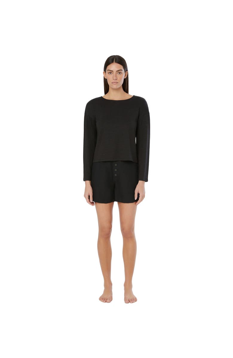 Onia Linen Jersey Boatneck Top, Main, color, Black