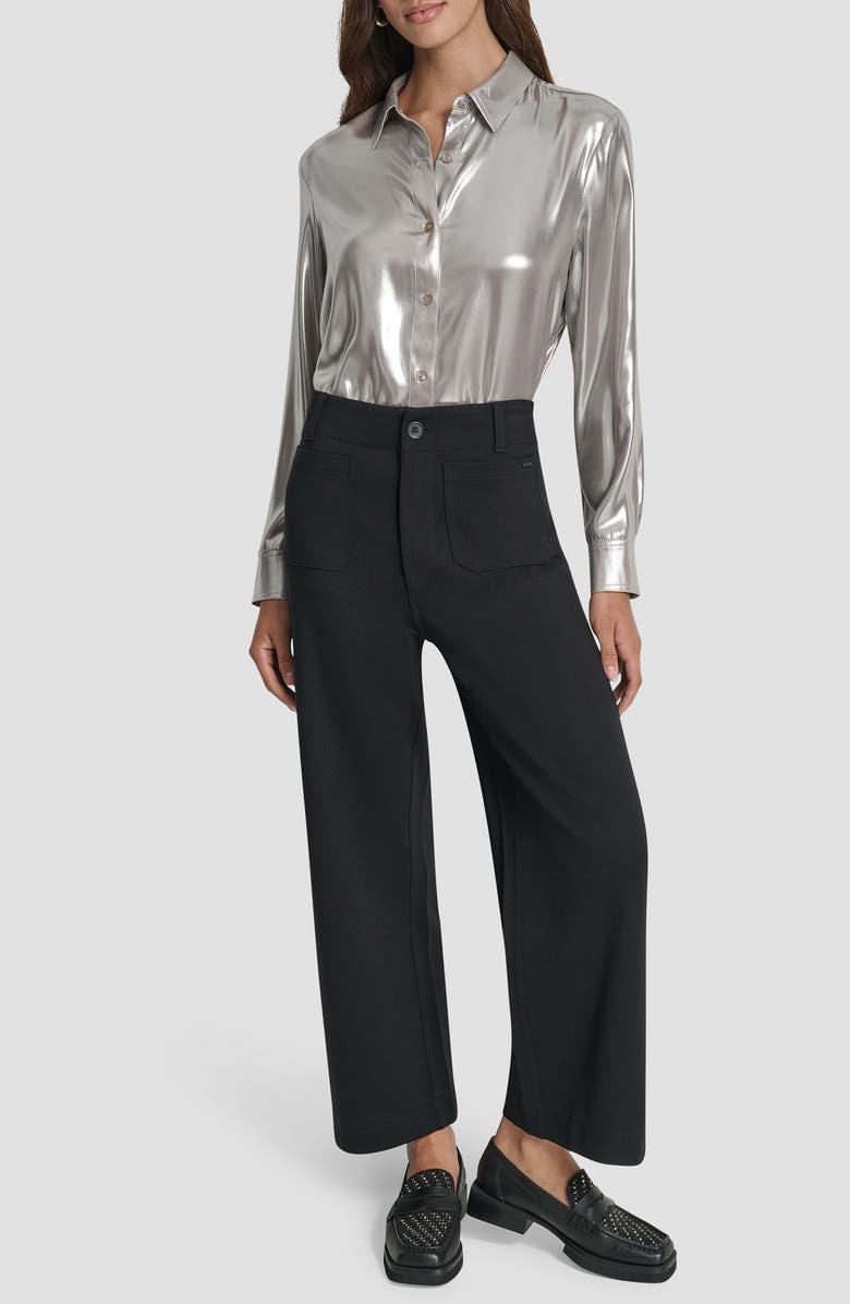 DKNY Jeans High Waist Straight Leg Pants, Alternate, color, Black