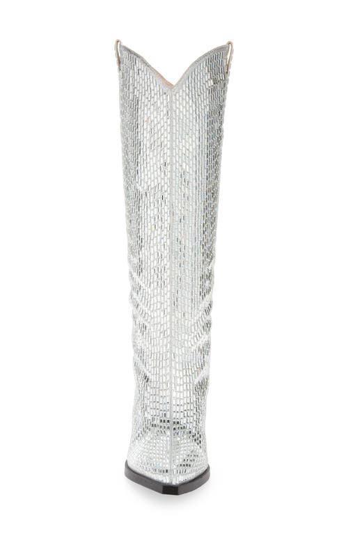Azalea Wang Driven Crystal Western Boot In Silver