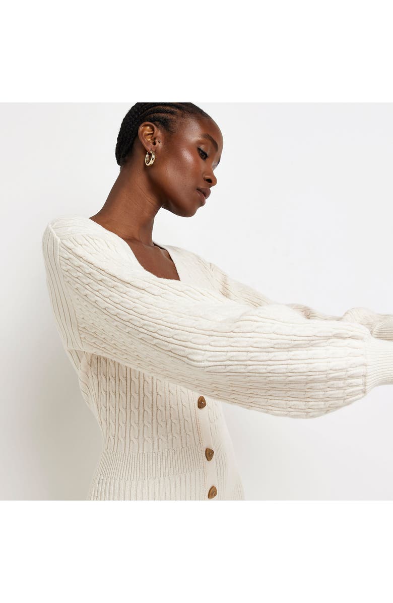 River Island Mixed Stitch Cardigan Sweater Dress, Alternate, color,