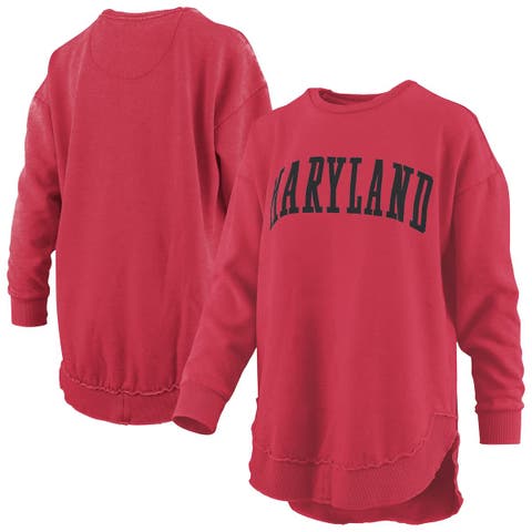Women's Pressbox  Red Maryland Terrapins Melange Poncho Vintage Fleece Long Sleeve Pullover Sweatshirt