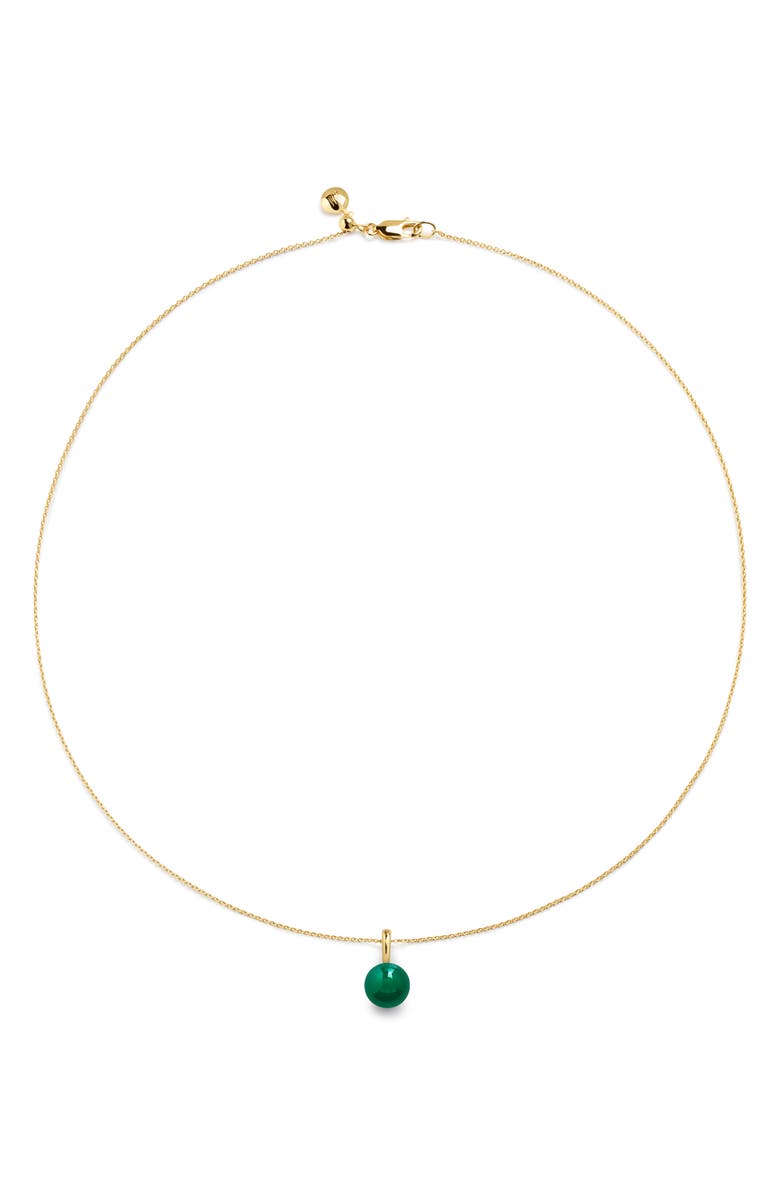 Monica Vinader Gemstone Pendant Necklace, Alternate, color, 18Ct Gold Vermeil / Green Onyx