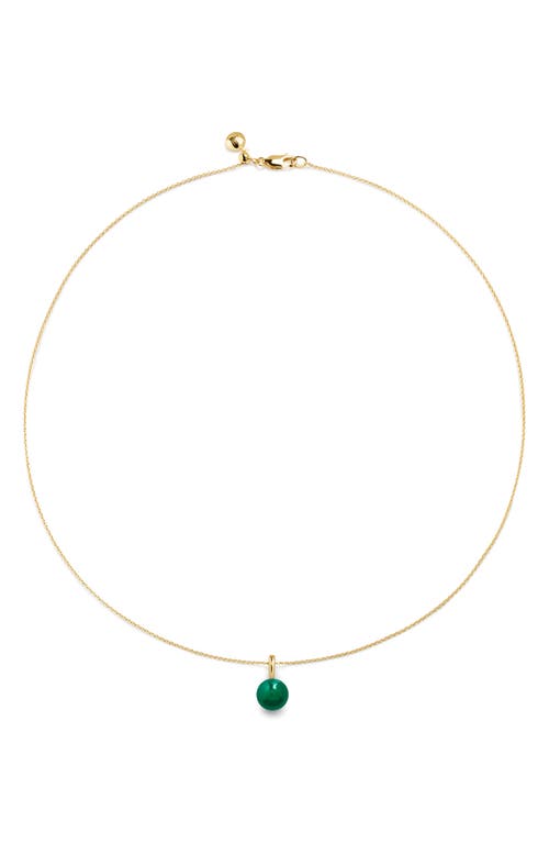 Monica Vinader Green Onyx Pendant Necklace In 18ct Gold Vermeil/green Onyx